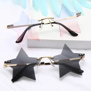 Occhiali da sole pentagramma moda senza cornice per uomo occhiali da sole a forma di stella da donna - Product Image 1