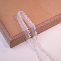 Bande de tulle perlée faite à la main, perles carrées en cristal AB et perles d'imitation, bande décorative pour vêtements, coiffes et projets d'artisanat