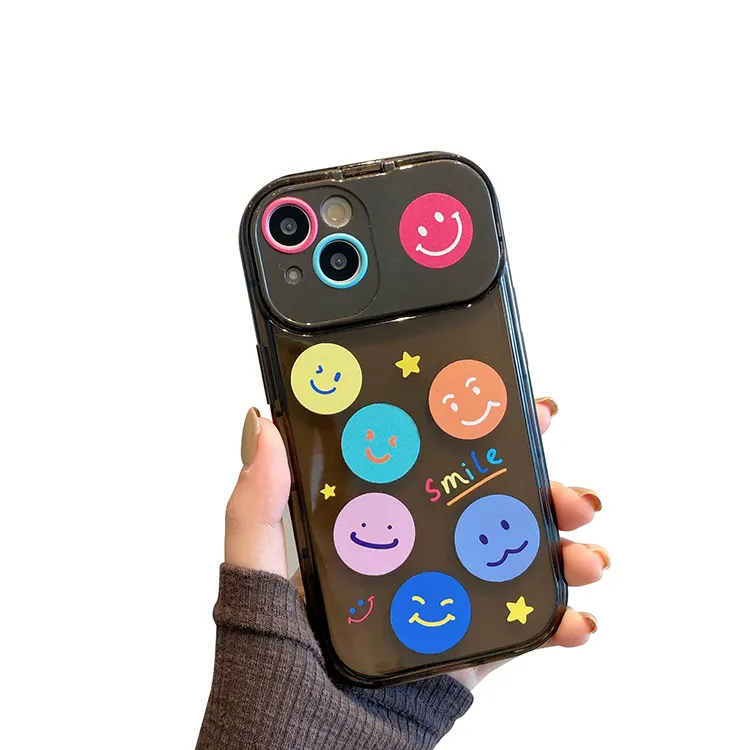 Unique Design Cosmetic Mirror Soft TPU Silicone Phone Case for iPhone Smile Face Scratch proof Phone Case for iPhone 14 Pro Max