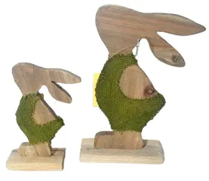 Di legno in piedi bunny decorazioni, del coniglio di legno del mestiere
