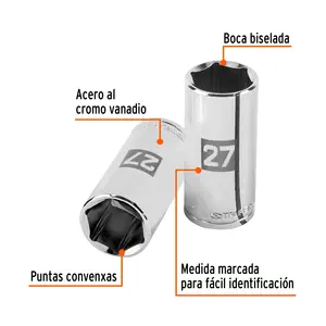 BOX 6 Douille longue de 27 mm, 6 points, entraînement 1/2 pouce, TRUPER - Product Image 2