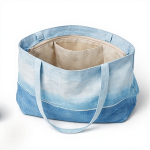 Wholesale Custom Fashion Summer Beach Tote <b>Bags</b> Women Hand <b>Bags</b> <b>Large</b> Canvas Zipper Beach <b>Bag</b> with Shoulder Handle - Product Image 4