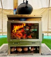 Poêle à bois pliable en acier inoxydable, barbecue portable pour camping, cuisson en plein air, feu de camp