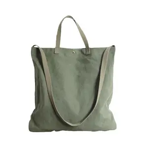 Shopping Tote Hand Bag Lifestyle Green Cotton Canvas Tote Bag with pocket and zipper for clothing shop