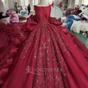 Vestido de Novia Moderno Rojo con Cuentas y Lentejuelas, Escote Corazón, Cola Capilla, Largo hasta el Suelo, 100% Poliéster, para Novia - Product Image 5