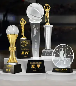 Bóng rổ Tinh thể thủy tinh Trophy tùy chỉnh khắc vô địch Trophy tùy chỉnh MVP thể thao cạnh tranh giải thưởng