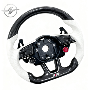 Volant en carbone M Sport en cuir à point rouge personnalisé pour Audi B8 B9 R8 Q5 Q3 MK3 <span class=keywords><strong>TTRS</strong></span> TTS <span class=keywords><strong>MK2</strong></span> S3 Accessoires de voiture - Product Image 2