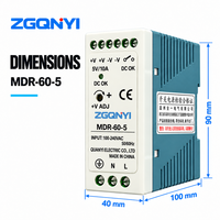 ZGQNYI 5VDC Switching Power Supply MDR-60-5 Konverter AC ke DC yang Dipasang di Rel DIN Kompak untuk Peralatan Pemantauan Sistem Sensor