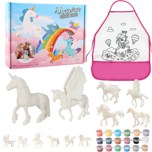 Set di Pittura Artistica Unicorno WAYEE |   12 modelli di unicorni in diverse dimensioni, grembiule colorabile e 12 colori di vernice acrilica in plastica - Product Image 6