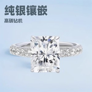 Moissanite D Color Granny Cut <b>925</b> Sterling <b>Silver</b> <b>Ring</b> 1 Ct To 3 Ct Women Engagement Jewelry - Product Image 5