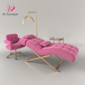 Cama para Pestañas con Base Metálica Dorada en Forma de Cruz y Cabecera Ajustable, Ideal para Tratamientos Faciales y Clínicas de Spa - Product Image 4