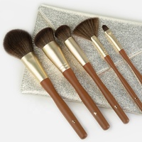 Set kuas Makeup Pink Premium profesional, sikat Foundation Concealer Eyeshadow Highlight alis kuas kosmetik 5 buah