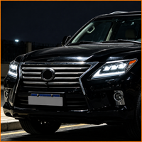 Pour Lexus LX570 2009-2015 Facelift 2019, phare LED à triple faisceau, 3 lentilles, clignotant dynamique séquentiel, DRL, ensemble de phares noirs