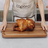 Planche à découper en bois d'acacia avec rainure profonde pour les jus (Planche de boucher) - Écologique, facile à nettoyer, multifonctionnelle pour la cuisine et la maison