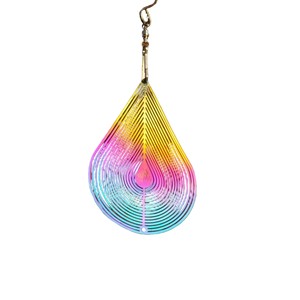 Moulin à vent métallique en forme de goutte d'eau arc-en-ciel, ornement suspendu rotatif 3D, décoration de jardin et de terrasse extérieure, art cinétique, carillon éolien - Product Image 6