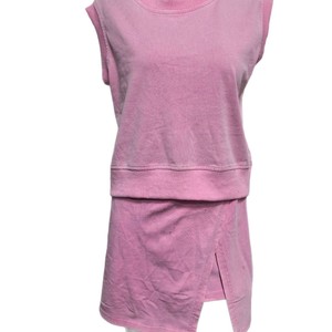 Conjunto de Verano para Mujer, Dos Piezas, Color Liso, Camiseta Holgada sin Mangas <span class=keywords><strong>y</strong></span> Pantalones Cortos con Cintura Alta Elástica - Product Image 1