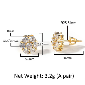 Orecchino scintillante a grappolo a grappolo in cristallo Uwin con 7 poli cubici di zirconi con fiore moda <span class=keywords><strong>vendita</strong></span> calda donna uomo orecchini <span class=keywords><strong>gioielli</strong></span> - Product Image 4