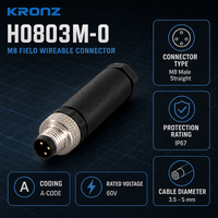 Connecteur d'Aviation Circulaire Étanche IP67 KRONZ M8 à 3/4/5/6/8/12 Broches Mâle/Femelle, Câble de Capteur de Qualité Industrielle CE