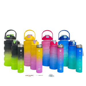 Gradient Color Dual-Drink Water Bottle Set 3pcs Large Capacity With Straw Pop Up Lid For Outdoor Camping - Product Image 4
