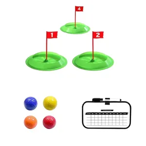 9pc Golf trou tasse + numéro marqué drapeau + 4pc balles d'entraînement + 1pcs coreboard golf driving range putt golf course ensemble