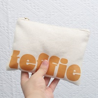 Organisateur de toilette en coton imprimé avec logo personnalisé pochette de maquillage à fermeture éclair sac cosmétique de voyage en toile recyclable biologique