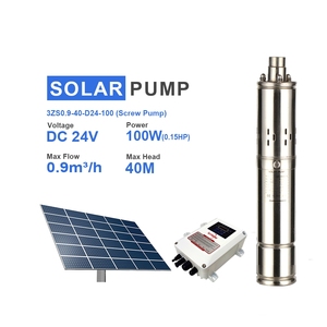 Pompe à eau solaire 100W 24V DC sans balais en acier inoxydable pour puits profond, pompe solaire à vis de 3 pouces - Product Image 1