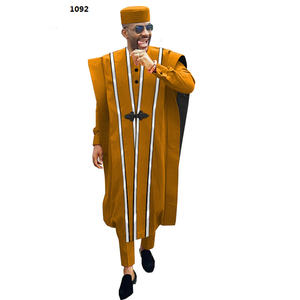 Vêtements pour hommes africains : Robe <span class=keywords><strong>Agbada</strong></span>, Chemises Dashiki, Pantalons Ankara, Chapeau tribal, Tenues de mariage et de soirée, Broderie, Grandes tailles, Coton - Product Image 3