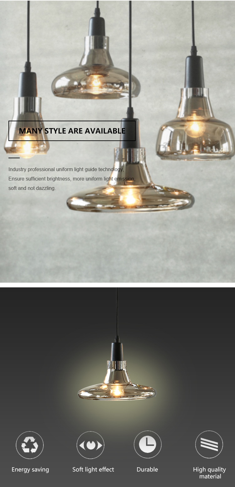 New Product Decor Villa Club Restaurant Living Room Glass Modern Light E27 Pendant Lamp