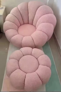 Poltrona de Lazer HLM48 Nordic White em Tecido Boucle Premium, Sofá Redondo Giratório Estilo Abóbora para Sala de Estar e Quarto, Conjuntos de Sofás - Product Image 6