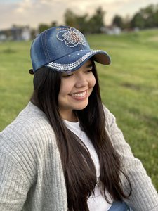 Nuevo diseño personalizado mariposa mujer gorra de béisbol Bling sombrero Rhinestone Jean ajustable Luky sombrero regalo para ella - Product Image 3