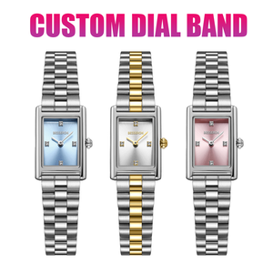 นาฬิกาควอตซ์หรูหรา คลาสสิก ขนาด 26*30 มม. ตัวเรือนสแตนเลสสตีล 316L เครื่องญี่ปุ่น Miyota กันน้ำ ปรับแต่งโลโก้ นาฬิกาเพชรสำหรับผู้หญิง - Product Image 1