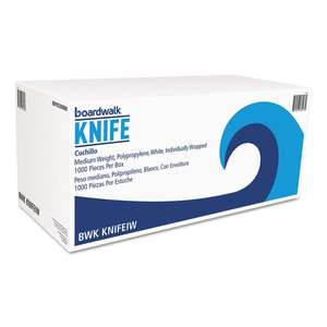 Couteaux à découper en polypropylène enveloppé de style moderne, poids moyen, Boardwalk KNIFEIW, 1000/carton, blanc - Product Image 2