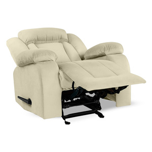 Sillón Reclinable Extensible Giratorio y Mecedora Moderno de Terciopelo de Alta Calidad y Precio Económico - Beige Claro - NZ50 - Product Image 5