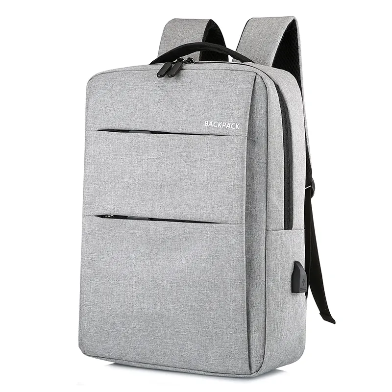 Custom Logo Durable Laptop Backpack Water Resistant Travel Business School Backpack with USB Charging Port
