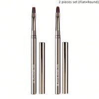 Offre Spéciale Argenté et Noir Chrome Ovale Uv Gel Brosse À Ongles De Luxe Poignée En Métal Brosses À Ongles