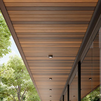 Panneaux extérieurs en métal en forme de U résistants aux intempéries, décoration de type baffle, panneau en forme de U, imitation bois, bande en aluminium perforée, soffit ventilé