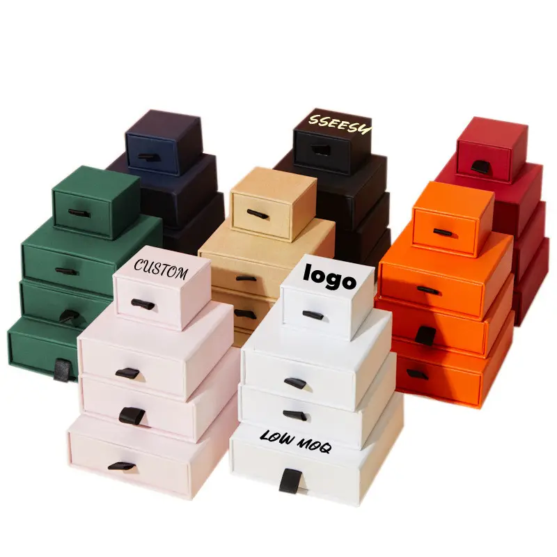 SSeeSY LOW MOQ печать на заказ логотип серьги браслет колье футляры Подарочная крафт-бумага картонная коробка для ювелирных изделий