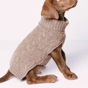 Suéter OEM de lana pura de Merino y Cachemira para perro, suéter de lujo para mujer, tejido con cable personalizado para mascotas pequeñas y gatos, Alpaca - Product Image 3