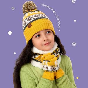 Ensemble 4 pièces bonnet tricoté, écharpe chaude et épaissie, gants et cordon de suspension pour enfants - Product Image 3