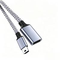 Câble de données OTG en cuivre mini mâle vers USB-A femelle avec connecteur pour autoradio, lecteur MP3, clé USB, adaptateur USB