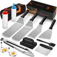 Spatule perforée et retourneur solide en acier inoxydable avec manche en plastique pour barbecue et camping