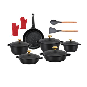 Nuovo Arrivo <span class=keywords><strong>Set</strong></span> <span class=keywords><strong>di</strong></span> Pentole <span class=keywords><strong>in</strong></span> Alluminio Antiaderente da 18 Pezzi con <span class=keywords><strong>Pietra</strong></span> Maifan, <span class=keywords><strong>Padelle</strong></span> e Pentole Multicolore con Spatola e Accessori - Product Image 1
