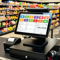 Terminal de point de vente au détail 18,5 pouces avec boîtier en aluminium pour utilisation en supermarché, écran tactile capacitif industriel