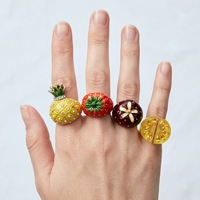 Bagues fantaisie colorées en forme de fruits SongYi avec détails en strass, accessoires de bijoux tendance pour femmes