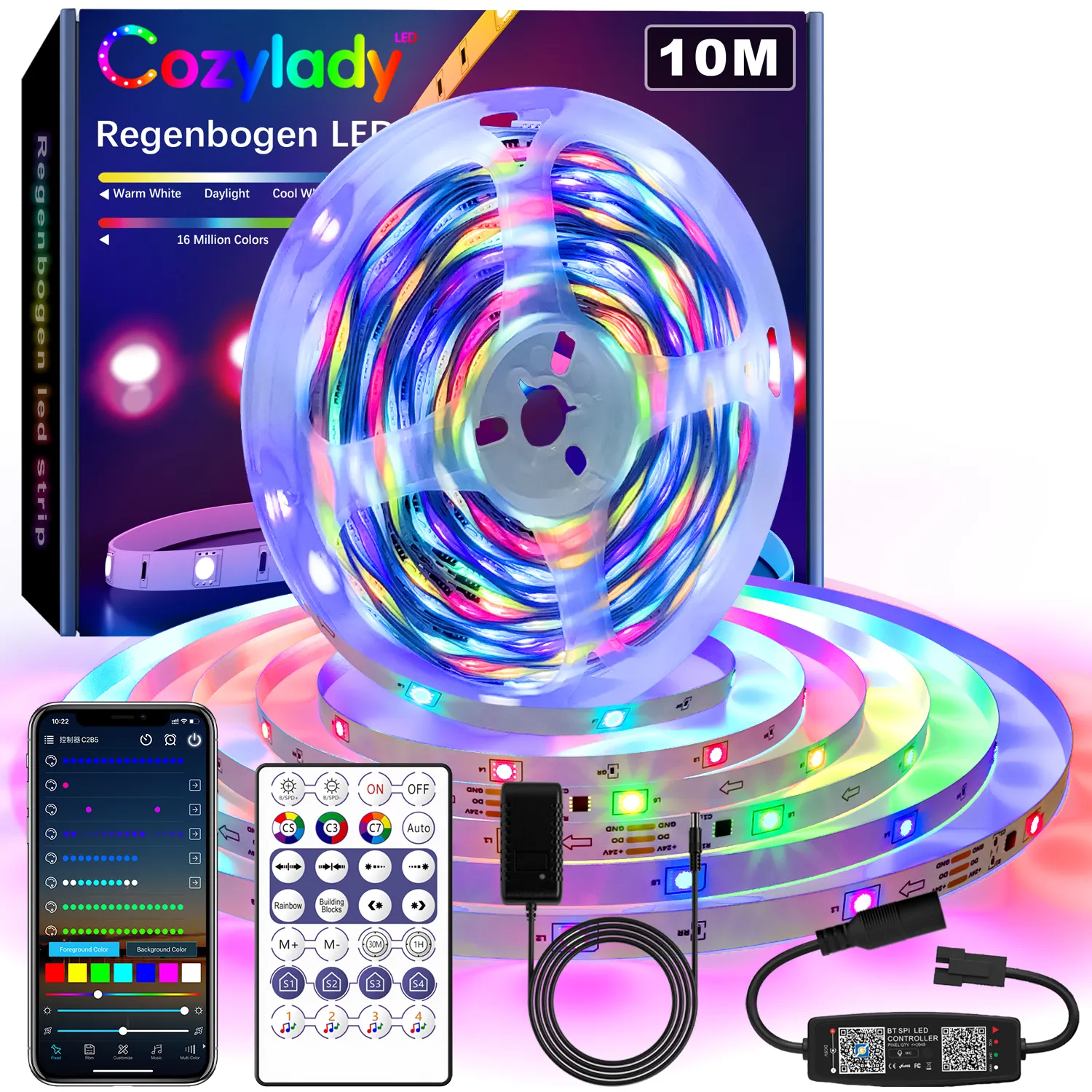 Factory Direct Sales RGBIC 5050 Music Sync Rainbow LED Strip Lights 10m App Control LED Lights For Bedroom