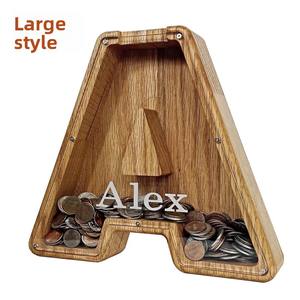 Hucha de madera maciza con letras grandes, Caja de Ahorros transparente con patrón de <span class=keywords><strong>cajero</strong></span> <span class=keywords><strong>automático</strong></span>, <span class=keywords><strong>Banco</strong></span> de monedas de dibujos animados inspirado en celebridades de Internet - Product Image 6