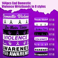 Lot de 144 bracelets de sensibilisation à la violence domestique Moon Boat, en silicone violet, fabrication chinoise - Décorations
