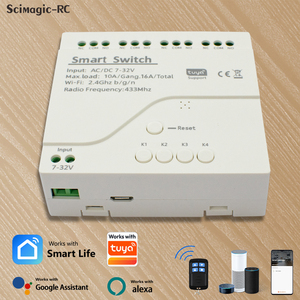 E0904 Funciona con el Módulo de Interruptor Inteligente Tuya Relay de 4 Canales, 7-32V RF 433 Radio, Sin USB, Control Remoto, Compatible con Alexa y Google Home - Product Image 2