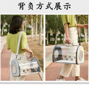Transparent Pet <b>Carrier</b> Round Breathable <b>Cat</b> Dog Bag Outdoor Portable Travel <b>Backpack</b> Red Blue Pink White Solid Color 8000 - Product Image 4