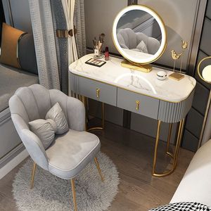 Bàn trang điểm nhỏ gọn phong cách mini hiện đại, kiểu dáng nổi tiếng trên mạng xã hội, gương có đèn sang trọng phong cách Bắc Âu, phù hợp với phòng khách nhỏ. - Product Image 1